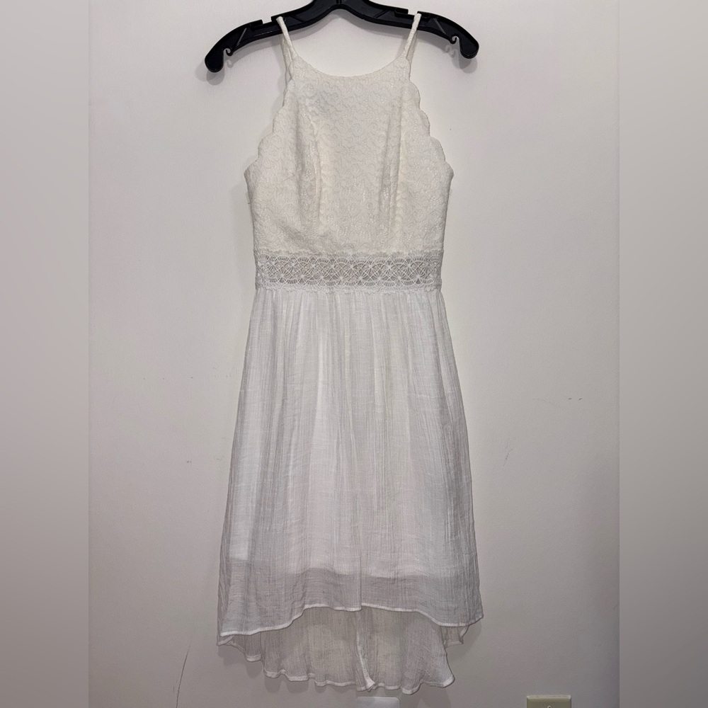 Macys Scalloped White Lace Dress